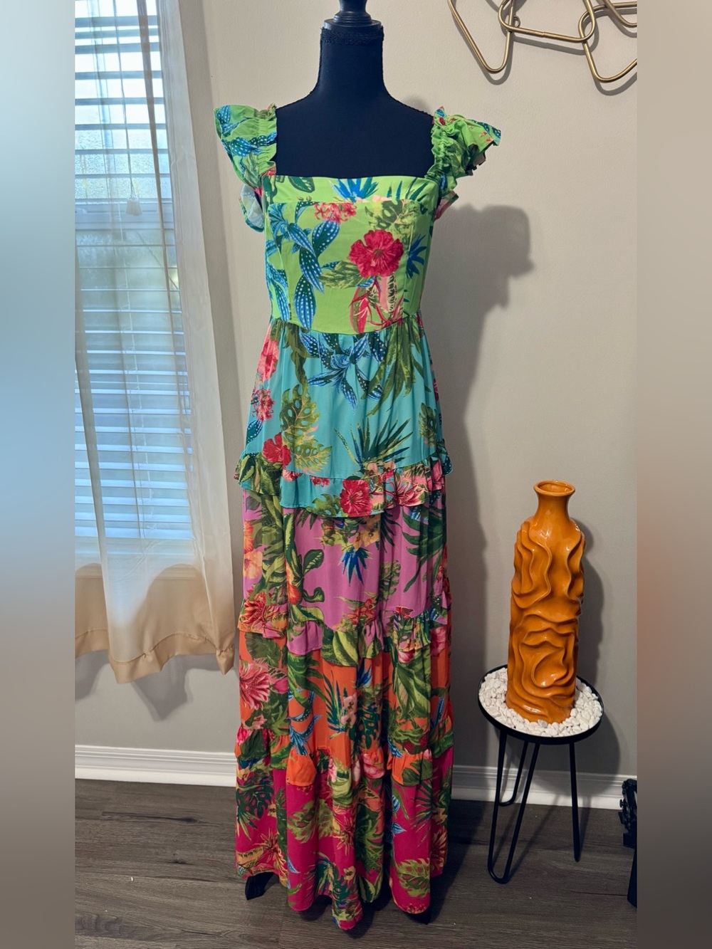 Tropical Floral Maxi Dress - Bright Multi